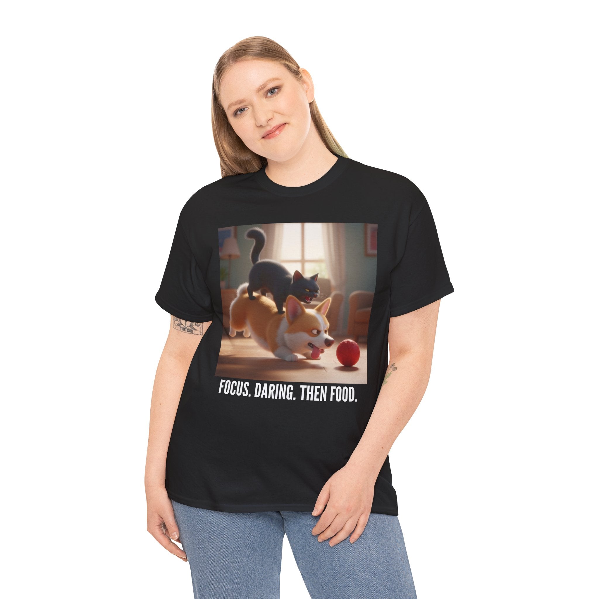 Tuffy and Binx - Focus. Daring. Then Food.  Unisex T-Shirt
