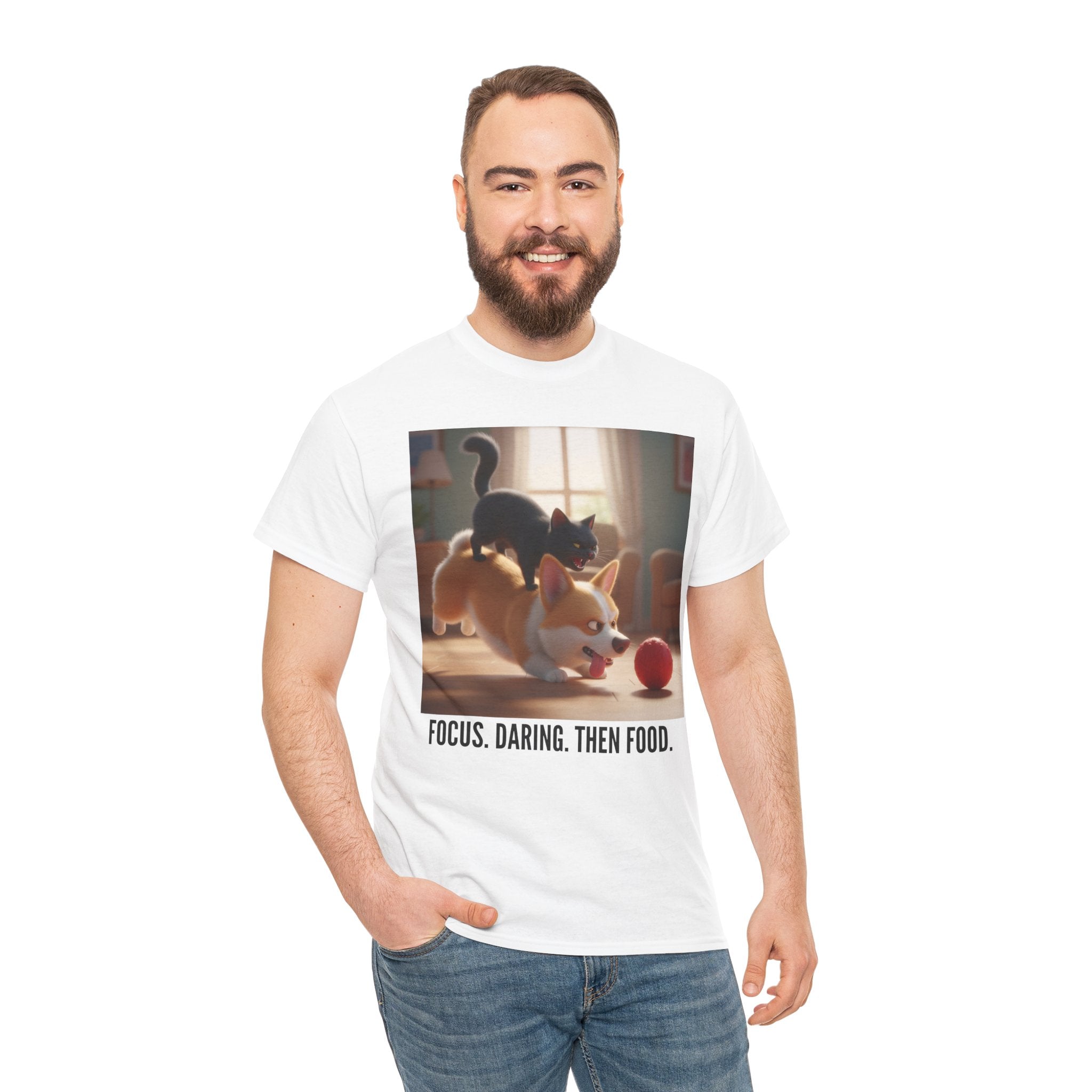 Tuffy and Binx - Focus. Daring. Then Food.  Unisex T-Shirt