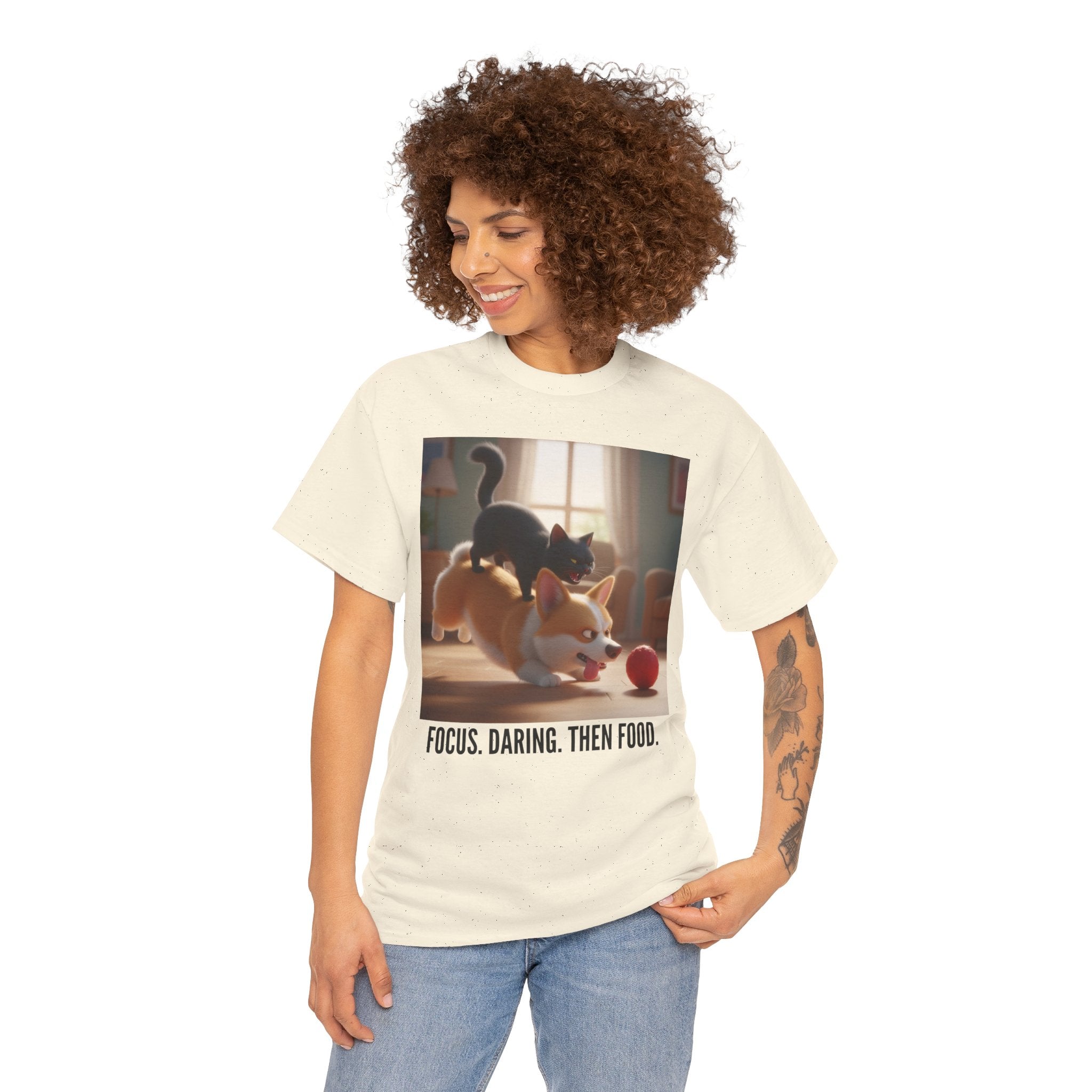 Tuffy and Binx - Focus. Daring. Then Food.  Unisex T-Shirt